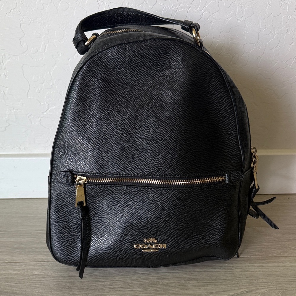 Coach Backpack Leather Gold Black Auth 134985